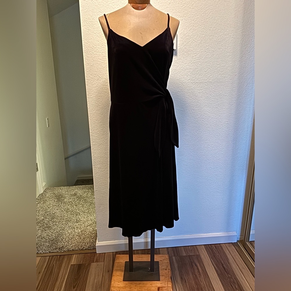 Black velvet Faux Wrap Dress